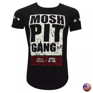 NWT FASHION MOSH PIT GANG MEN'S BLACK CREW NECK SHORT SLEEVE T-SHIRT SIZE S